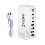YMS-858 GaN 240W USB x 4, Caricabatterie rapido USB-C / Type-C x 4, Tipo di spina: spina AU (bianco)