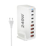 YMS-858 GaN 240W USB x 4, Caricabatterie rapido USB-C / Type-C x 4, Tipo di spina: spina UE (bianco)