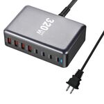YMX-320W GaN 320W USB x 4, Caricabatterie rapido USB-C / Type-C x 4, Tipo di spina: spina USA (grigio)