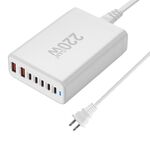 5C2A-220W GaN 220W USB x 2, Caricabatterie rapido USB-C / Type-C x 5, Tipo di spina: spina USA (bianco)