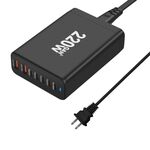 5C2A-220W GaN 220W USB x 2, USB-C / Type-C x 5 Caricabatterie rapido, Tipo di spina: spina USA (nero)