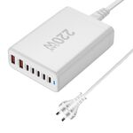 5C2A-220W GaN 220W USB x 2, Caricabatterie rapido USB-C / Type-C x 5, Tipo di spina: spina AU (bianco)