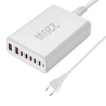 5C2A-220W GaN 220W USB x 2, USB-C / Type-C x 5 Caricabatterie rapido, Tipo di spina: spina UE (bianco)