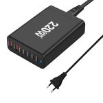 5C2A-220W GaN 220W USB x 2, Caricabatterie rapido USB-C / Type-C x 5, Tipo di spina: spina UE (nero)