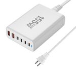 Caricabatterie rapido da tavolo 155W 4Type-C, 2USB 6 porte, tipo di spina: spina USA (bianco)