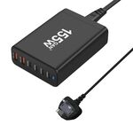 Caricabatterie rapido da tavolo 155W 4Type-C, 2USB 6 porte, tipo di spina: spina UK (nero)