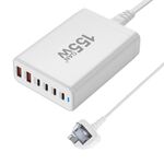 Caricabatterie rapido da tavolo 155W 4Type-C, 2USB 6 porte, tipo di spina: spina UK (bianco)