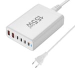 Caricabatterie rapido da tavolo 155W 4Type-C, 2USB 6 porte, tipo di spina: spina UE (bianco)