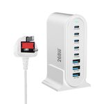 YMX-968 268W 5Type-C, 3USB 8-Ports Caricabatterie rapido da tavolo, tipo di spina: spina UK (bianco)