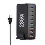 YMX-986 286W 6Type-C, 3USB 8-Ports Caricabatterie rapido da tavolo, tipo di spina: spina USA (nero)