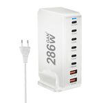 YMX-986 286W 6Type-C, 3USB 8-Ports Caricabatterie rapido da tavolo, tipo di spina: spina USA (bianco)