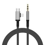 Cavo adattatore audio AUX per auto 2 in 1 a 8 pin, USB-C/tipo C a 3,5 mm, lunghezza: 1 m (grigio)