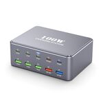 HW33 100W Type-C + USB 10-Port Desktop Caricabatterie rapido, Tipo di spina: spina USA