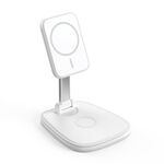 LXF-171 15W Multifunzionale Desktop Supporto Pieghevole Magsafe Caricabatterie Wireless (Bianco)