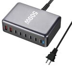 Caricabatterie da tavolo multiporta GaN 6 Type-C 2 USB da 500 W con condivisione, spina: spina USA (grigio)