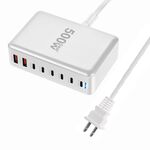 Caricabatterie da tavolo multiporta da 500 W GaN 6 Type-C 2 USB, spina: spina USA (bianco)