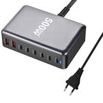 Caricabatterie da tavolo multiporta GaN 6 Type-C 2 USB da 500 W con condivisione, spina: spina UE (grigio)