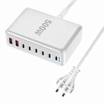Caricabatterie da tavolo multiporta GaN 6 Type-C 2 USB da 500 W con condivisione, spina: spina AU (bianco)