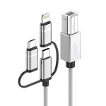 Cavo per stampante per strumenti MIDI Micro USB a USB-B, 8 pin, tipo C, 3 in 1, lunghezza: 1 m, lunghezza: 1 m (argento)