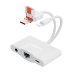 NK-1033TL Pro USB-C / Tipo-C, 8 pin, USB a USB-C / Tipo-C, 2 x USB, RJ45, adattatore multifunzione da 3,5 mm (bianco)