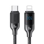 Cavo dati veloce USAMS SJ741 da 30 W USB-C / Tipo-C a 8 pin in lega di zinco con display digitale, lunghezza: 1,2 m (colore pistola)