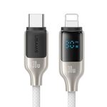 Cavo dati veloce con display digitale in lega di zinco USAMS SJ741 da 30 W USB-C / Tipo-C a 8 pin, lunghezza: 1,2 m (titanio)