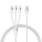 Baseus Cavo di ricarica rapida 3 in 1 3,5 A ultraveloce da 1,3 m (bianco)