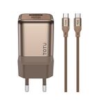 Caricabatterie rapido TOTUDESIGN HC-9 30W USB-A a Type-C GaN, spina: spina UE con cavo da Type-C a Type-C (oro)