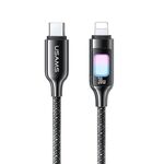 Cavo dati USAMS SJ749 da 30 W tipo C/USB-C a 8 pin in lega di zinco con luce colorata, lunghezza: 1,2 m (ossidato)