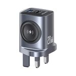 Caricabatterie rapido USAMS T67 20W USB e USB-C / Type-C GaN, tipo di spina: spina UK (colore pistola)