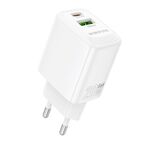 Borofone BN27 Fuente PD20W Caricabatterie USB Type-C + QC3.0, spina UE (bianco)