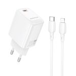 Borofone BN26 Fuente PD20W Caricabatterie con porta Type-C e cavo Type-C a 8 pin, spina UE (bianco)
