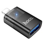 hoco UA36 8 pin maschio a USB femmina OTG adattatore trasparente (nero)