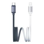 Cavo dati di ricarica rapida USAMS SJ757 da 30 W, tipo C a 8 pin, in lega di alluminio bicolore, lunghezza: 1,2 m (nero e bianco)