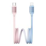 Cavo dati di ricarica rapida USAMS SJ757 da 30 W, tipo C a 8 pin, in lega di alluminio bicolore, lunghezza: 1,2 m (blu e rosa)