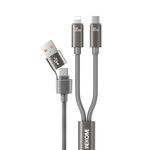 Cavo dati di ricarica rapida WK WDC-66 2 a 2 3A USB+Type-C a 8 pin+Type-C, lunghezza: 1,2 m (grigio)