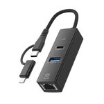 Convertitore di espansione HUB USB-A RJ45 tipo C/8 pin a tipo C (nero)