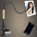 Staffa pigra a rotazione libera in lega di alluminio-magnesio Supporto universale per tablet per telefoni cellulari, adatto per telefoni cellulari / tablet da 4-12,9 pollici, lunghezza: 1,2 m (oro nero)