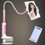 Staffa pigro a rotazione libera in lega di alluminio-magnesio Supporto universale per tablet per telefoni cellulari, adatto per telefoni cellulari / tablet da 4-12,9 pollici, lunghezza: 1,2 m (rosa)