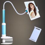 Staffa pigra a rotazione libera in lega di alluminio-magnesio Supporto per tablet universale per telefoni cellulari, adatto per telefoni cellulari / tablet da 4-12,9 pollici, lunghezza: 1,2 m (blu)
