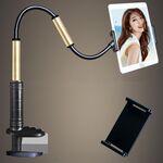 Staffa pigra a rotazione libera in lega di alluminio-magnesio Supporto universale per tablet per telefoni cellulari, adatto per telefoni cellulari / tablet da 4-12,9 pollici, lunghezza: 1,3 m (oro nero)