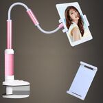 Staffa pigra a rotazione libera in lega di alluminio-magnesio Supporto per tablet universale per telefoni cellulari, adatto per telefoni cellulari / tablet da 4-12,9 pollici, lunghezza: 1,3 m (rosa)