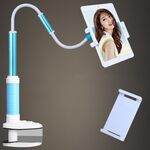 Staffa pigra a rotazione libera in lega di alluminio-magnesio Supporto universale per tablet per telefoni cellulari, adatto per telefoni cellulari / tablet da 4-12,9 pollici, lunghezza: 1,3 m (blu)
