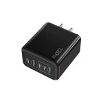 Caricabatterie rapido multiporta USB doppio tipo C 3 PD da 120 W per telefoni cellulari, spina USA (nero)
