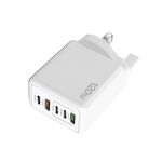 Caricabatterie multiporta USB doppio tipo C 3 PD da 120 W per telefoni cellulari, spina UK (bianco)
