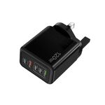 Caricabatterie multiporta USB doppio tipo C 3 PD da 120 W per telefoni cellulari, spina UK (nero)