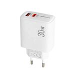 PD31 5V-20V 30W Caricabatterie compatibile con protocollo multiplo USB-C / Tipo-C + USB-A, spina UE (bianco)