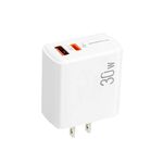 PD31 5V-20V 30W Caricabatterie compatibile con protocollo multiplo USB-C / Tipo-C + USB-A, spina USA (bianco)