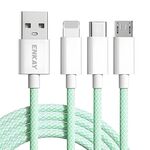 ENKAY CB173 3 in 1 Candy Color 60W USB a 8 pin / Tipo-C / Cavo dati di ricarica Micro USB, lunghezza: 1,5 m (verde)