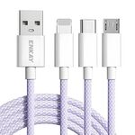 ENKAY CB173 3 in 1 Candy Color 60W USB a 8 pin / Tipo-C / Cavo dati di ricarica Micro USB, lunghezza: 2 m (viola)